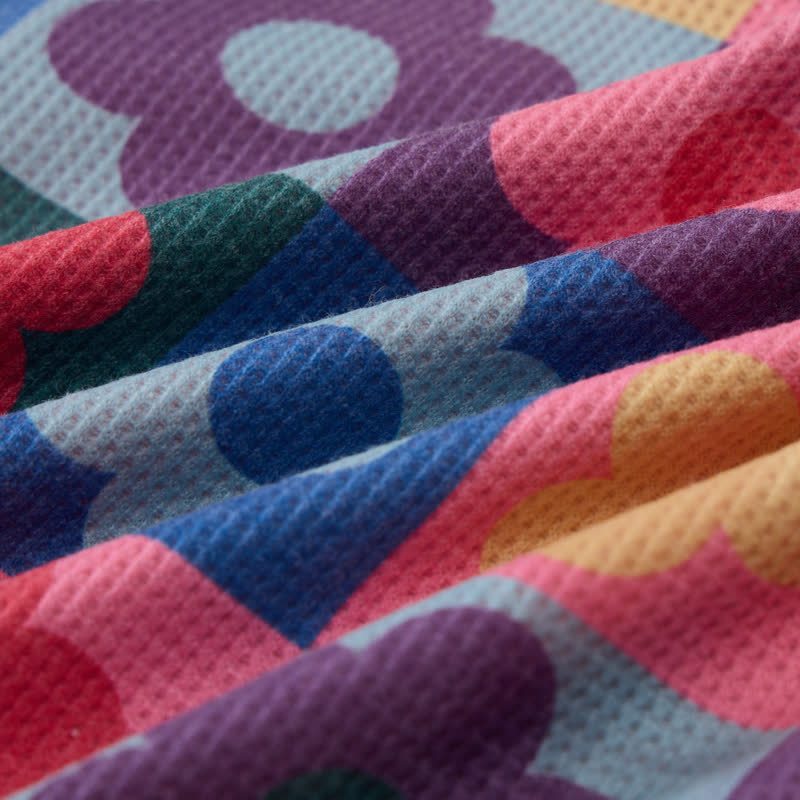 Baby Waffle Colorful Plaid Flower Sweatshirt 2-piece Pink Set - image 5