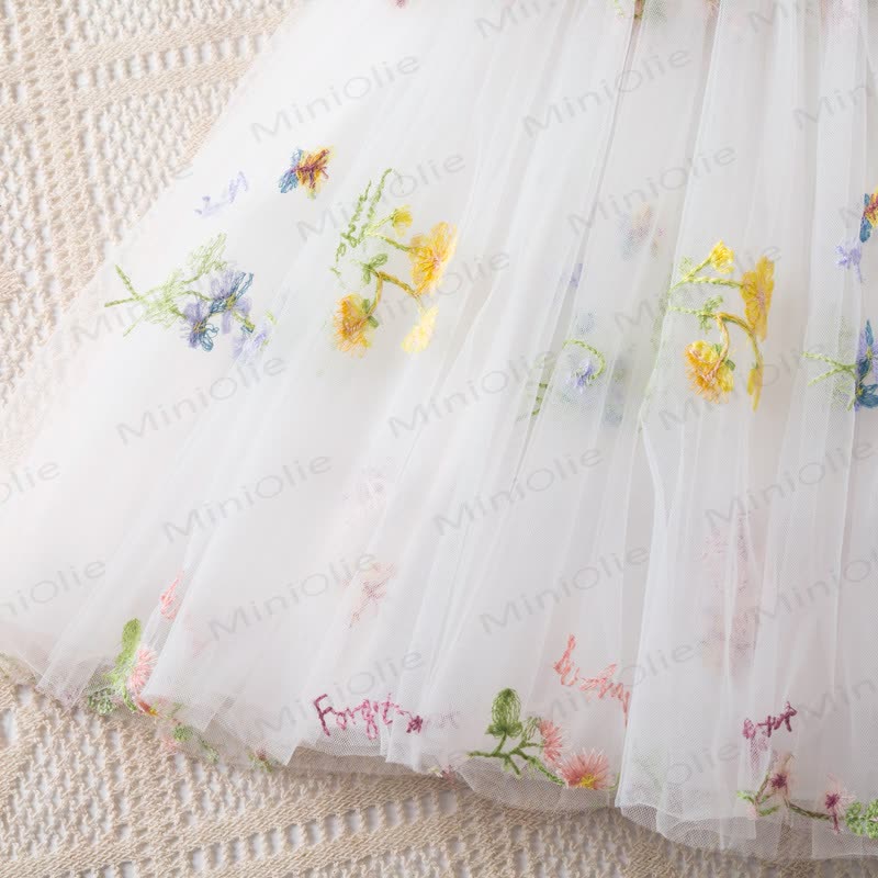 Baby Toddler Girl Bow Embroidered Flower Mesh Dress - image 7