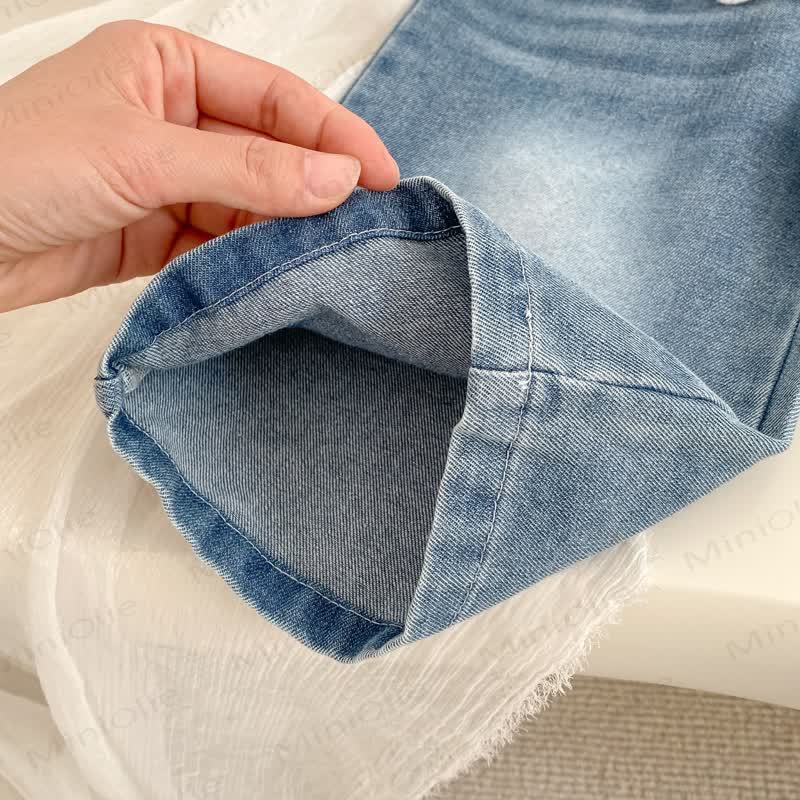 Baby Toddler Girl Solid Color Denim Lace Pants - image 7