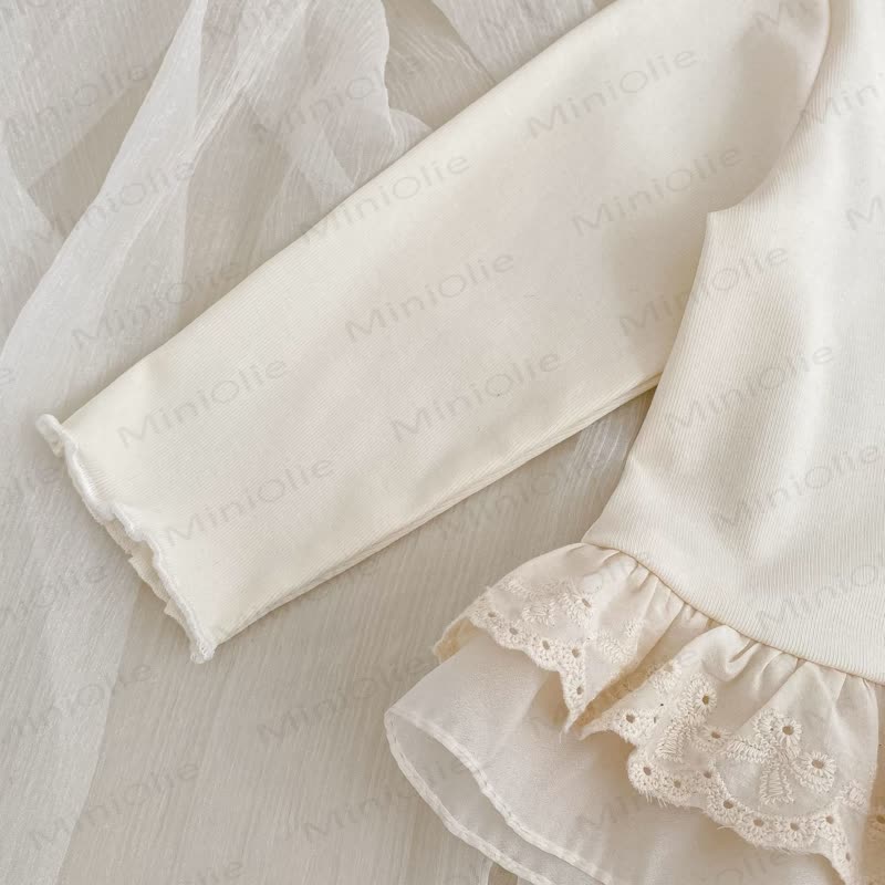 Baby Toddler Girl Solid Color White Lace Top/Blue Denim Pants - image 6