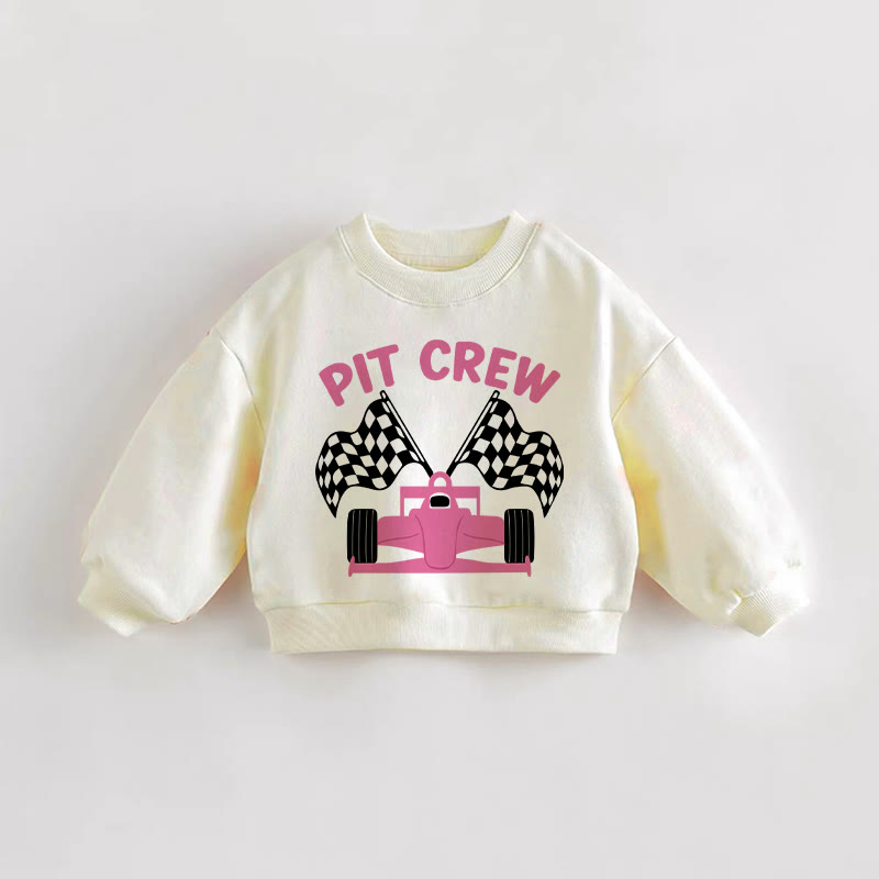PIT CREW Baby Toddler Pink Racing Car Sweatshirt - Cream - 3-5T - image 1