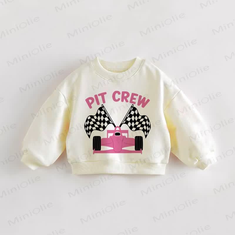 PIT CREW Baby Toddler Pink Racing Car Sweatshirt - Cream - 3-5T - image 1