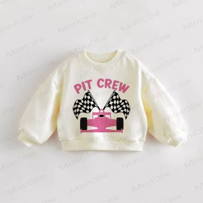 PIT CREW Baby Toddler Pink Racing Car Sweatshirt - Cream - 3-5T - image 1