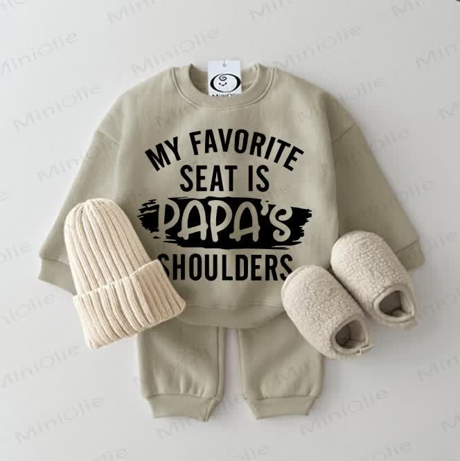 MY FAVORITE SEAT IS PAPA'S SHOULDERS Baby Sweatshirt Grey Green 2-piece Set - Grey Green - 2-3T - image 1