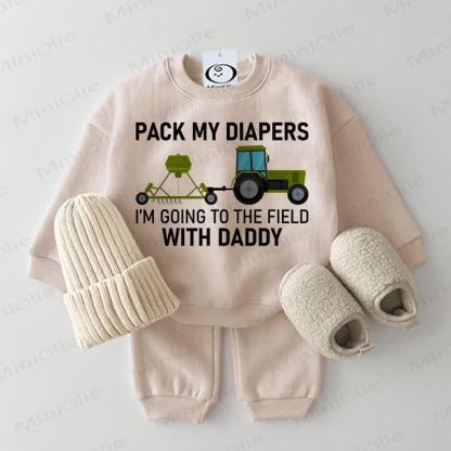 PACK MY DIAPERS WITH DADDY Baby Car 2-piece Beige Set - Beige - 2-3T - image 1