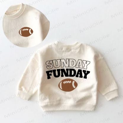 SUNDAY FUNDAY Baby Toddler Football Beige Sweatshirt - Cream - 3-5T - image 1