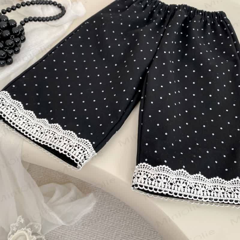 Baby Toddler Girl Solid Color Bow Top/Black Dot Pants - image 9