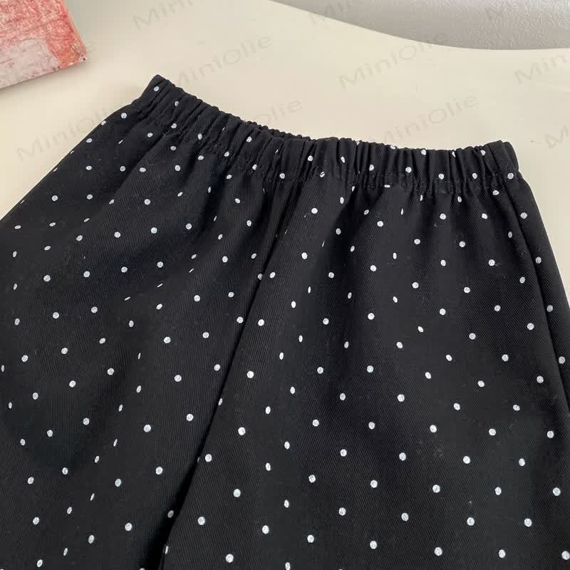Baby Toddler Girl Solid Color Bow Top/Black Dot Pants - image 7