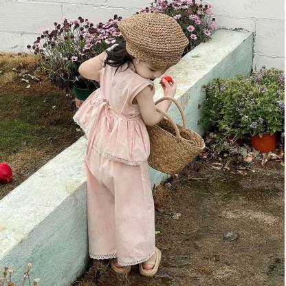 Toddler Kid Girl Pink Lace Flower 2-piece Set - image 5