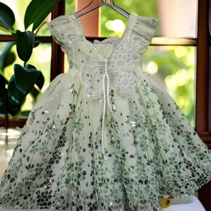 Toddler Kid Girl Green Bow Flower Sleeveless Dress - image 2