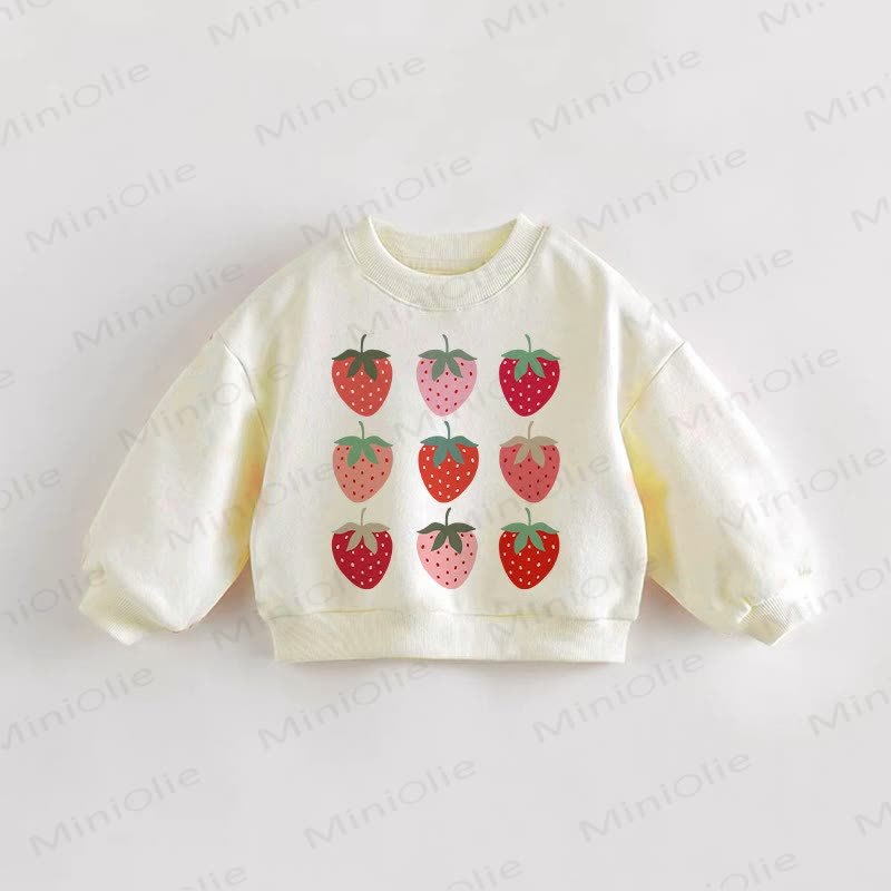 Baby Toddler Sweet Strawberry Sweatshirt - Cream - 3-5T - image 1