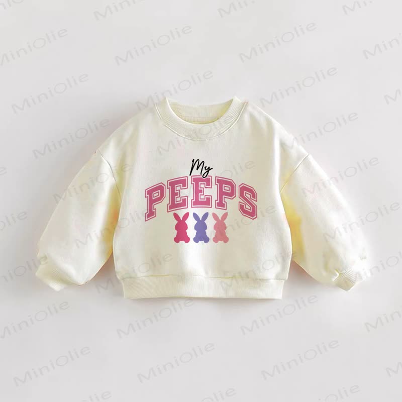 MY PEEPS Baby Toddler Multicolor Bunny Beige Sweatshirt - Cream - 3-5T - image 1