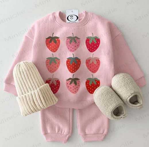 Baby Sweet Strawberry Pink Sweatshirt 2-piece Set - Pink - 2-3T - image 1