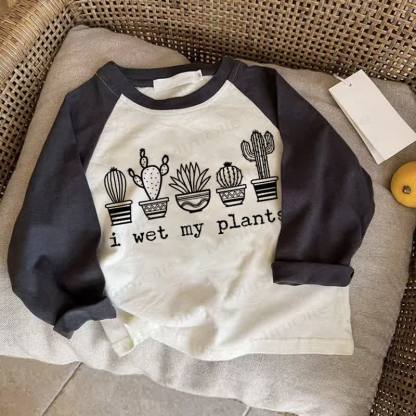I WET MY PLANTS Baby Dark Gray Raglan T-shirt - Drak Gray - 2-3T - image 1