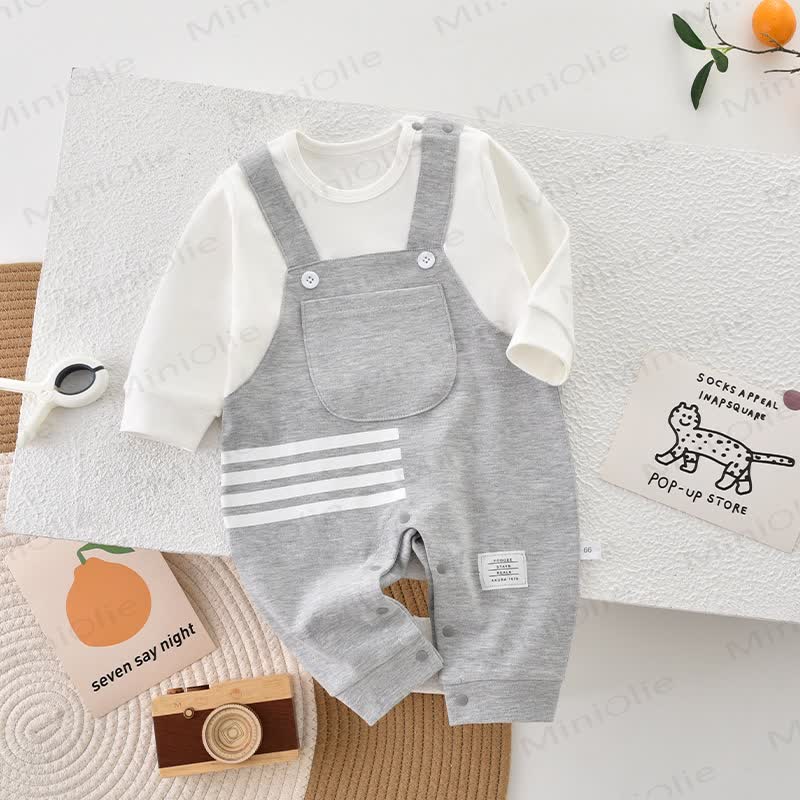 Baby Fake 2pcs Grey Pocket Romper - Grey - 18-24M - image 1