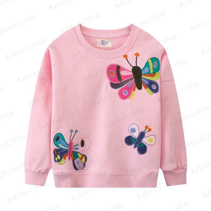 Toddler Butterfly Embroidered Pink Sweatshirt  - Pink - 7T - image 1
