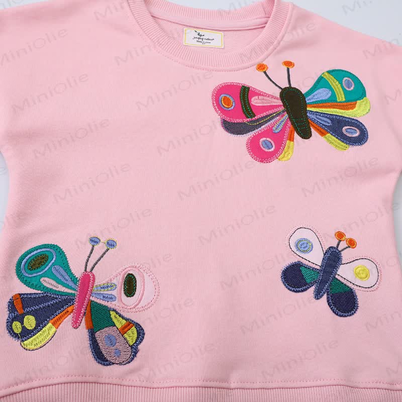 Toddler Butterfly Embroidered Pink Sweatshirt  - image 2