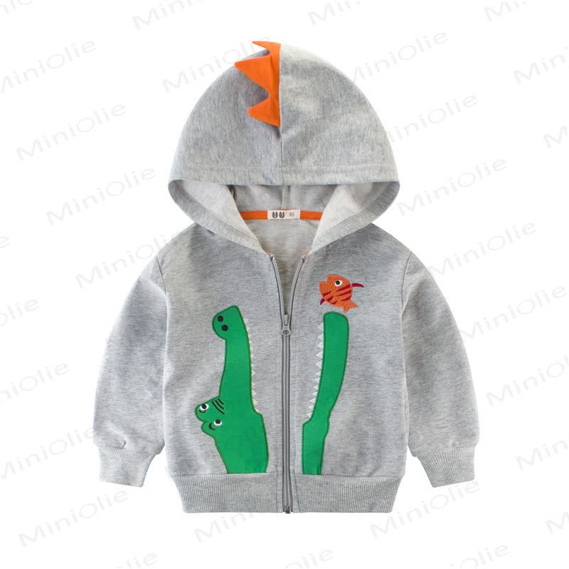 Toddler Crocodile Zip Hoodie - Grey - 8-9T - image 2