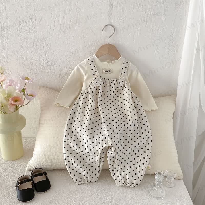Baby Toddler Girl Dot Overalls/Solid Color Top - image 2
