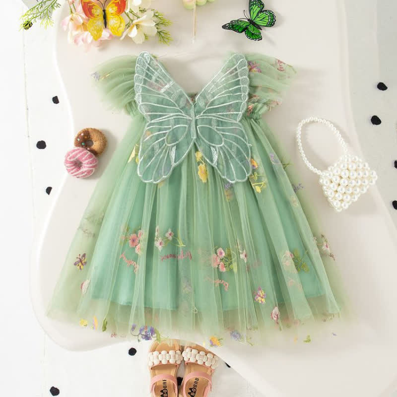 Baby Toddler Girl Flower/Cherry Mesh Dress  - Green - 5-7T - image 2