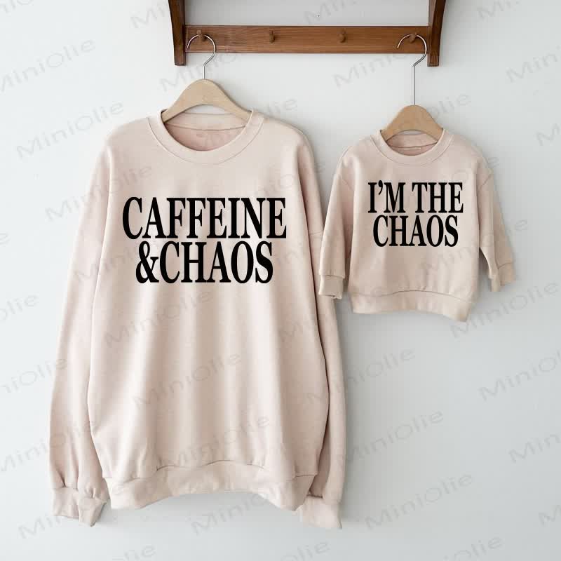 I'M THE CHAOS/CAFFEINE & CHAOS Baby Beige Family Sweatshirt - image 1