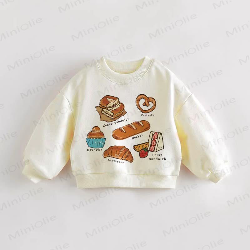 Baby Toddler Baking Food Pattern Sweatshirt - Cream - 3-5T - image 1