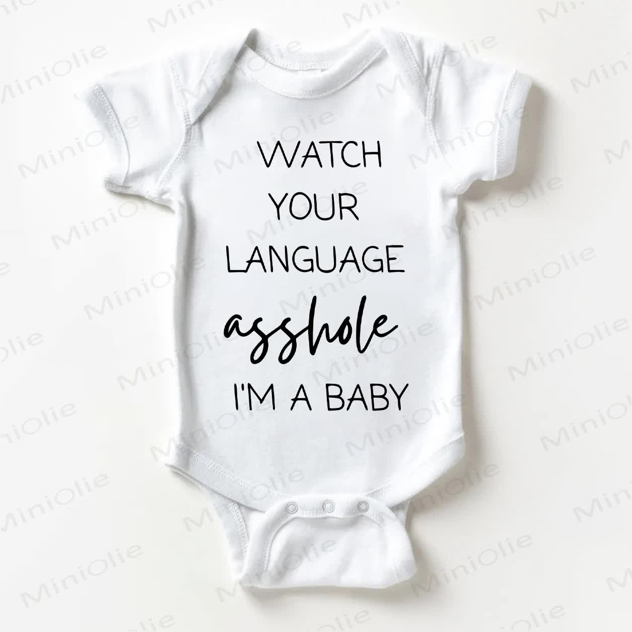 WATCH YOUR LANGUAGE Baby Slogan White Bodysuit - White - 18-24M - image 1