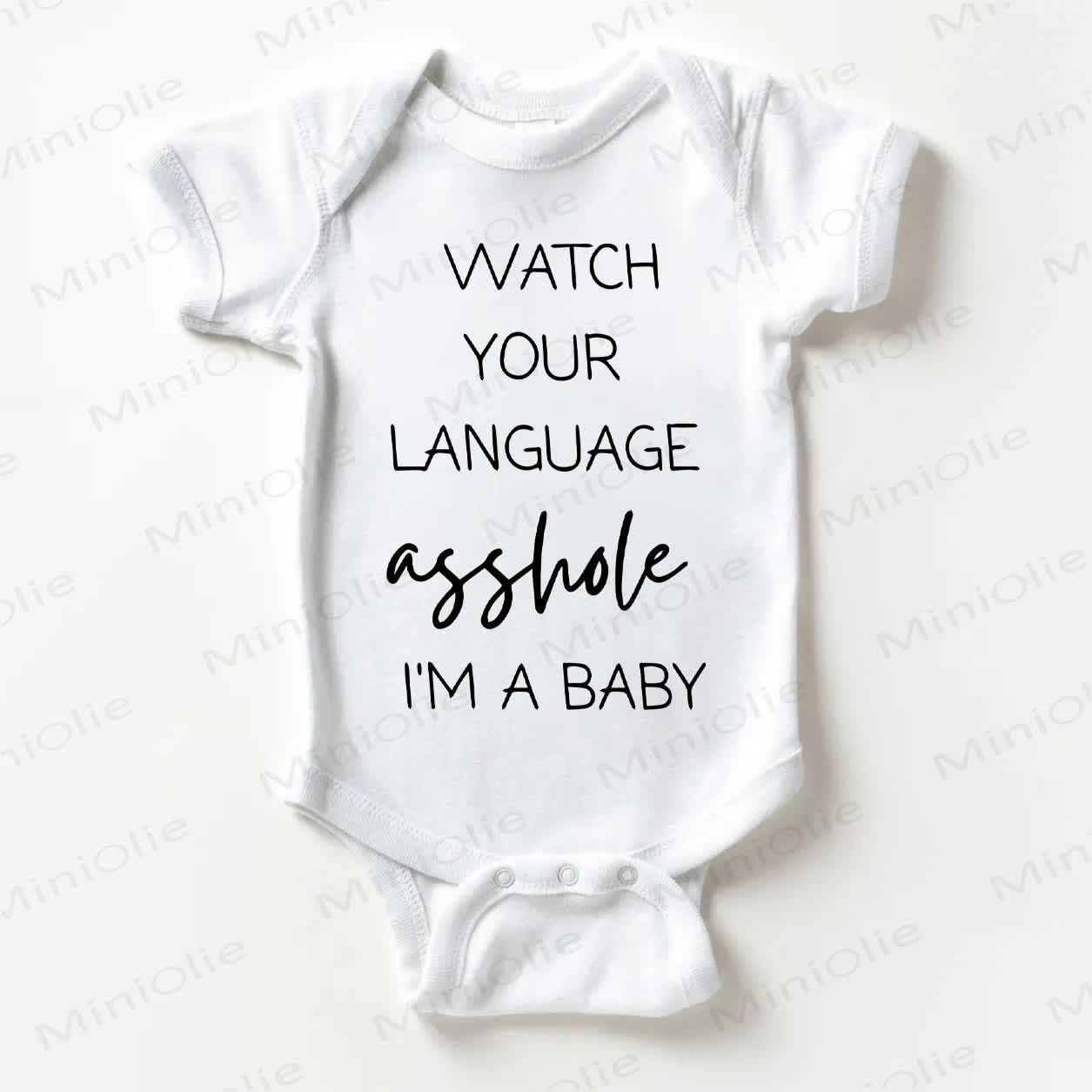 WATCH YOUR LANGUAGE Baby Slogan White Bodysuit - White - 18-24M - image 1
