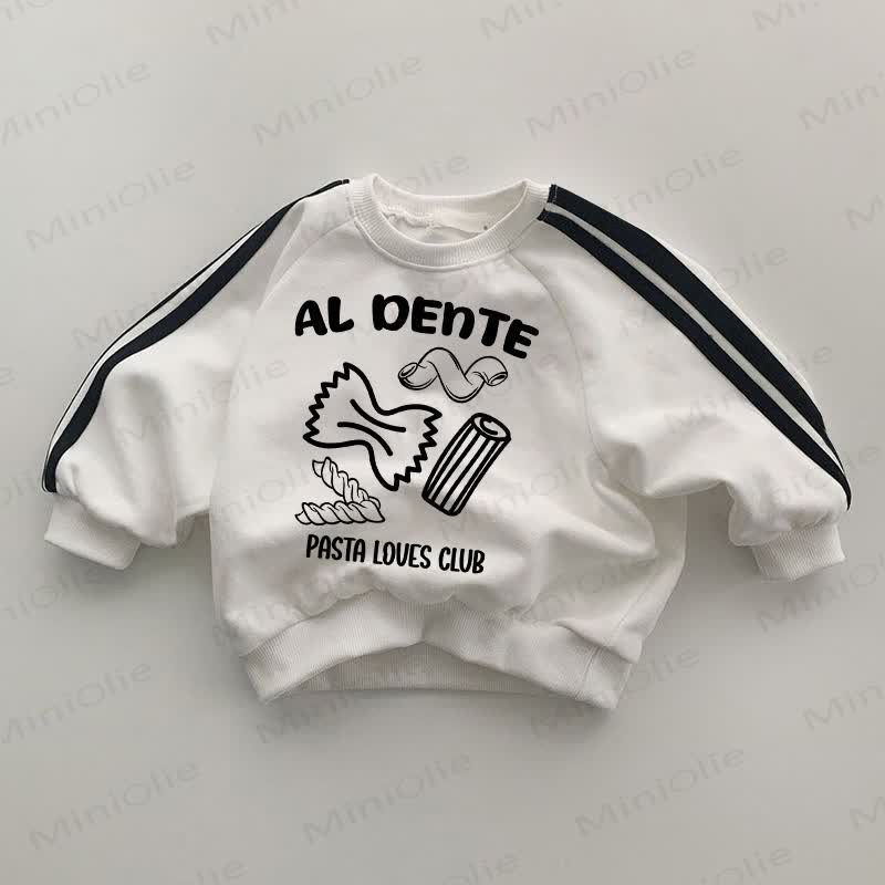 AL DENTE PASTA LOVES CLUB Baby Striped Side White Sweatshirt - White - 2-3T - image 1