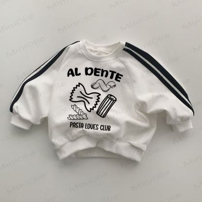 AL DENTE PASTA LOVES CLUB Baby Striped Side White Sweatshirt - White - 2-3T - image 1