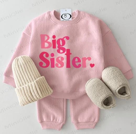 BIG SISTER Baby Pink Sweatshirt 2-piece Set - Pink - 2-3T - image 1