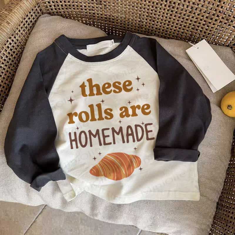 THESE ROLLS ARE HOMEMADE Baby Dark Gray Raglan T-shirt - Drak Gray - 2-3T - image 1