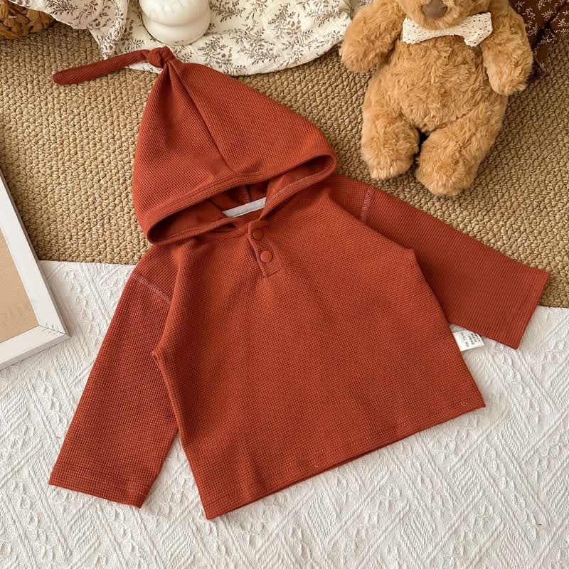 Baby Toddler Waffle Solid Color Hoodie - Red - 3-5T - image 1