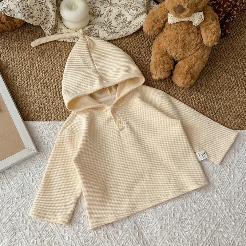 Baby Toddler Waffle Solid Color Hoodie - Beige - 3-5T - image 6