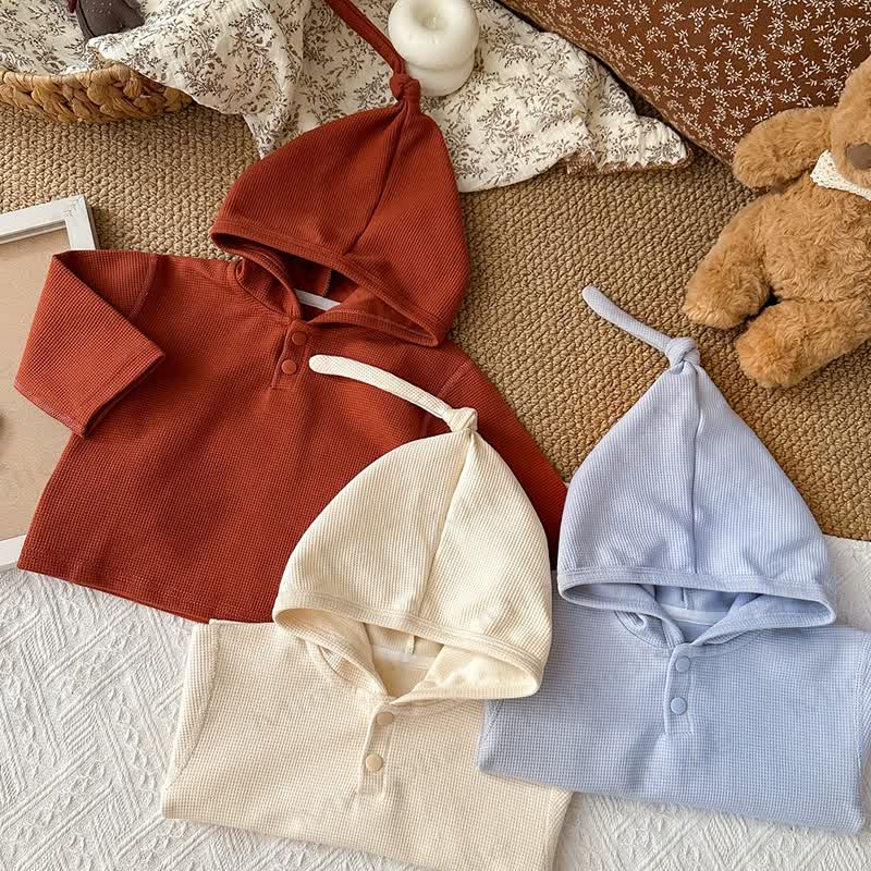 Baby Toddler Waffle Solid Color Hoodie - image 2