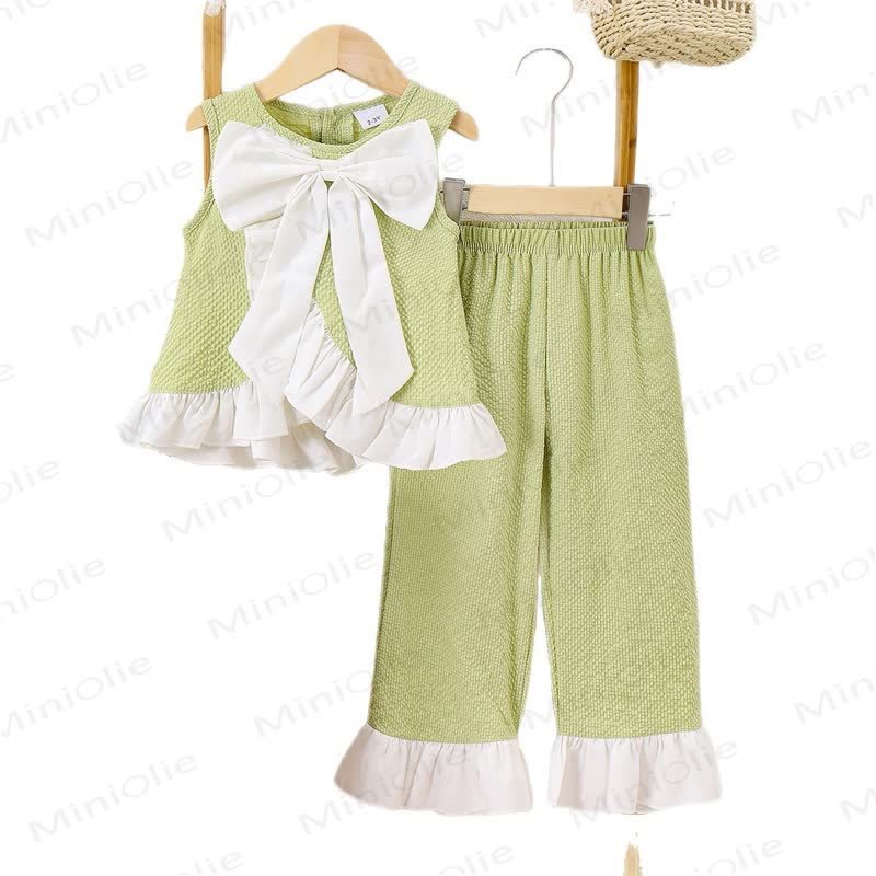 Toddler Kid Girl Sweet Bow Waffle 2-piece Set - image 3