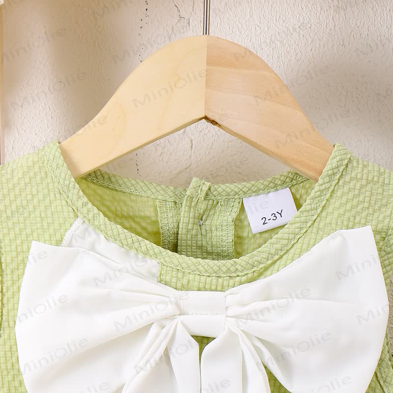 Toddler Kid Girl Sweet Bow Waffle 2-piece Set - image 4