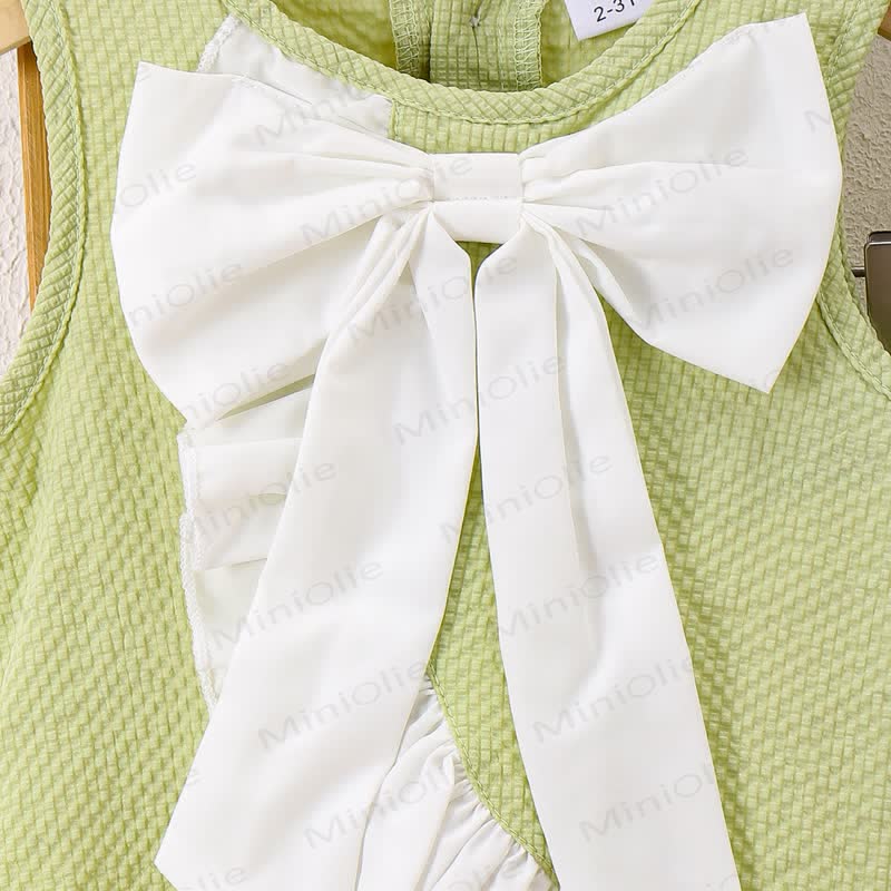 Toddler Kid Girl Sweet Bow Waffle 2-piece Set - image 5