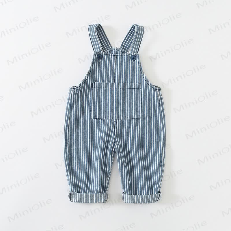 Baby Toddler Blue White Stripe Jean Overalls - image 3