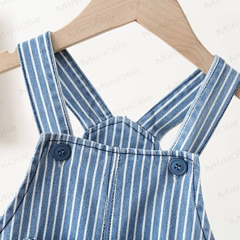 Baby Toddler Blue White Stripe Jean Overalls - image 5