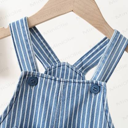 Baby Toddler Blue White Stripe Jean Overalls - image 5