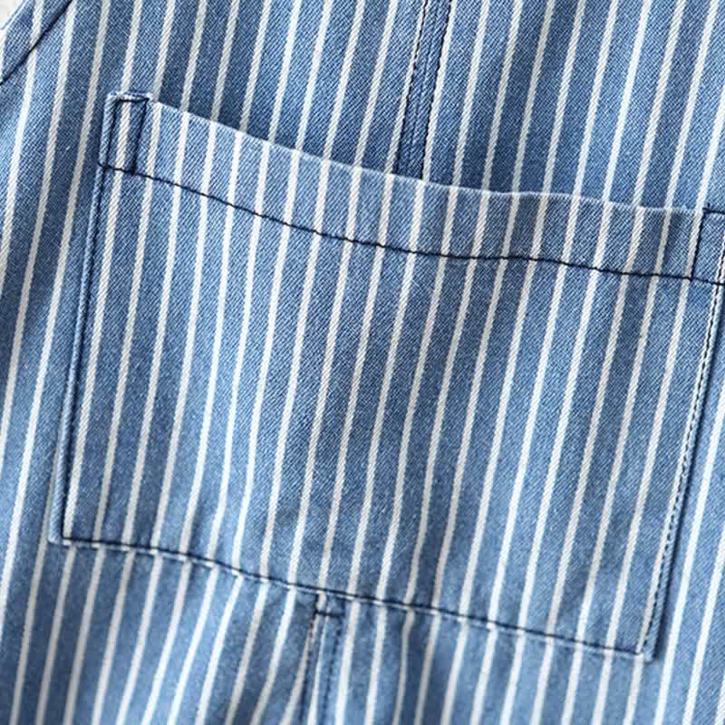 Baby Toddler Blue White Stripe Jean Overalls - image 8