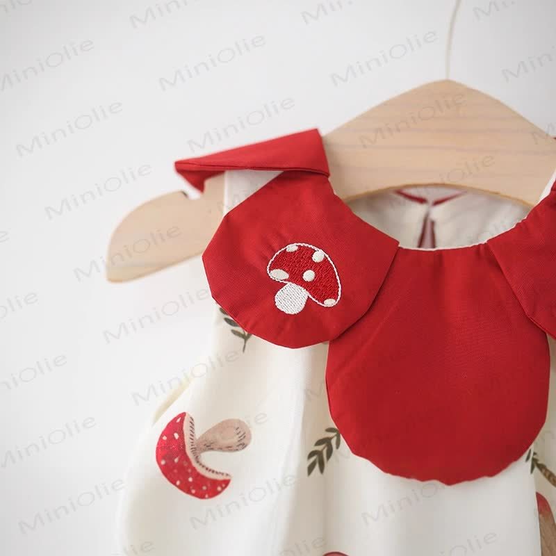 Baby Toddler Girl Beige Mushroom Petal Collar Dress  - image 3