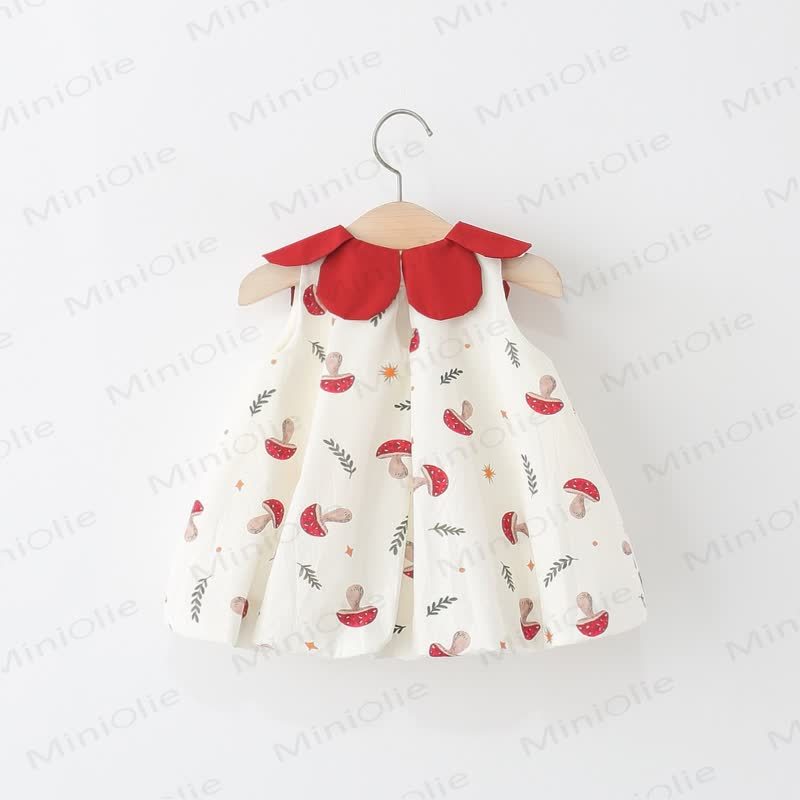 Baby Toddler Girl Beige Mushroom Petal Collar Dress  - image 2