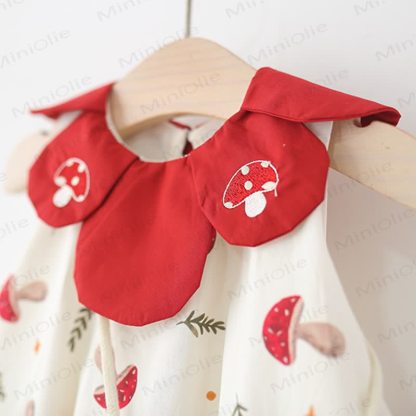 Baby Toddler Girl Beige Mushroom Petal Collar Dress  - image 4