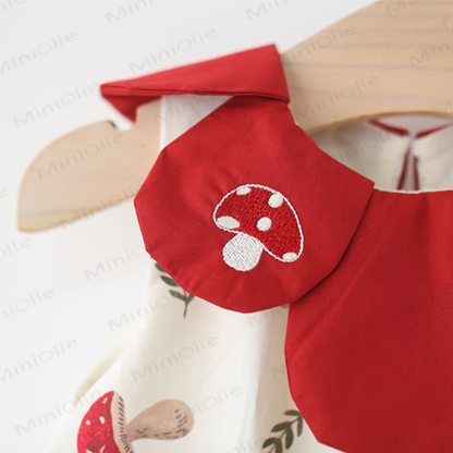 Baby Toddler Girl Beige Mushroom Petal Collar Dress  - image 5