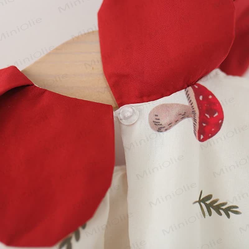 Baby Toddler Girl Beige Mushroom Petal Collar Dress  - image 8