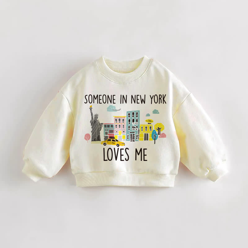 SOMEONE IN NEW YORK LOVES ME Baby Toddler Animal Cream Sweatshirt - Cream - 3-5T - image 1