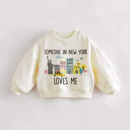 SOMEONE IN NEW YORK LOVES ME Baby Toddler Animal Cream Sweatshirt - Cream - 3-5T - image 1