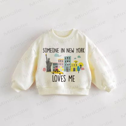 SOMEONE IN NEW YORK LOVES ME Baby Toddler Animal Cream Sweatshirt - Cream - 3-5T - image 1
